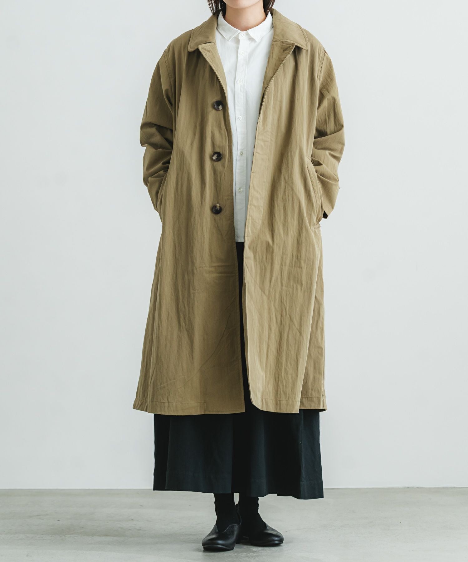 eeemmmyyyGIAN MARCO VENTURI ステンカラーコート ZIP FIVE -White Line- ステンカラーコート コート 卒業式 「White