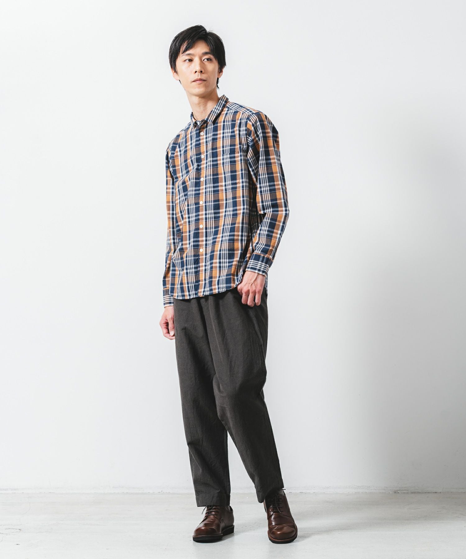 ワッシャーチェックレギュラーシャツ | quadro (クオドロ) 公式サイト