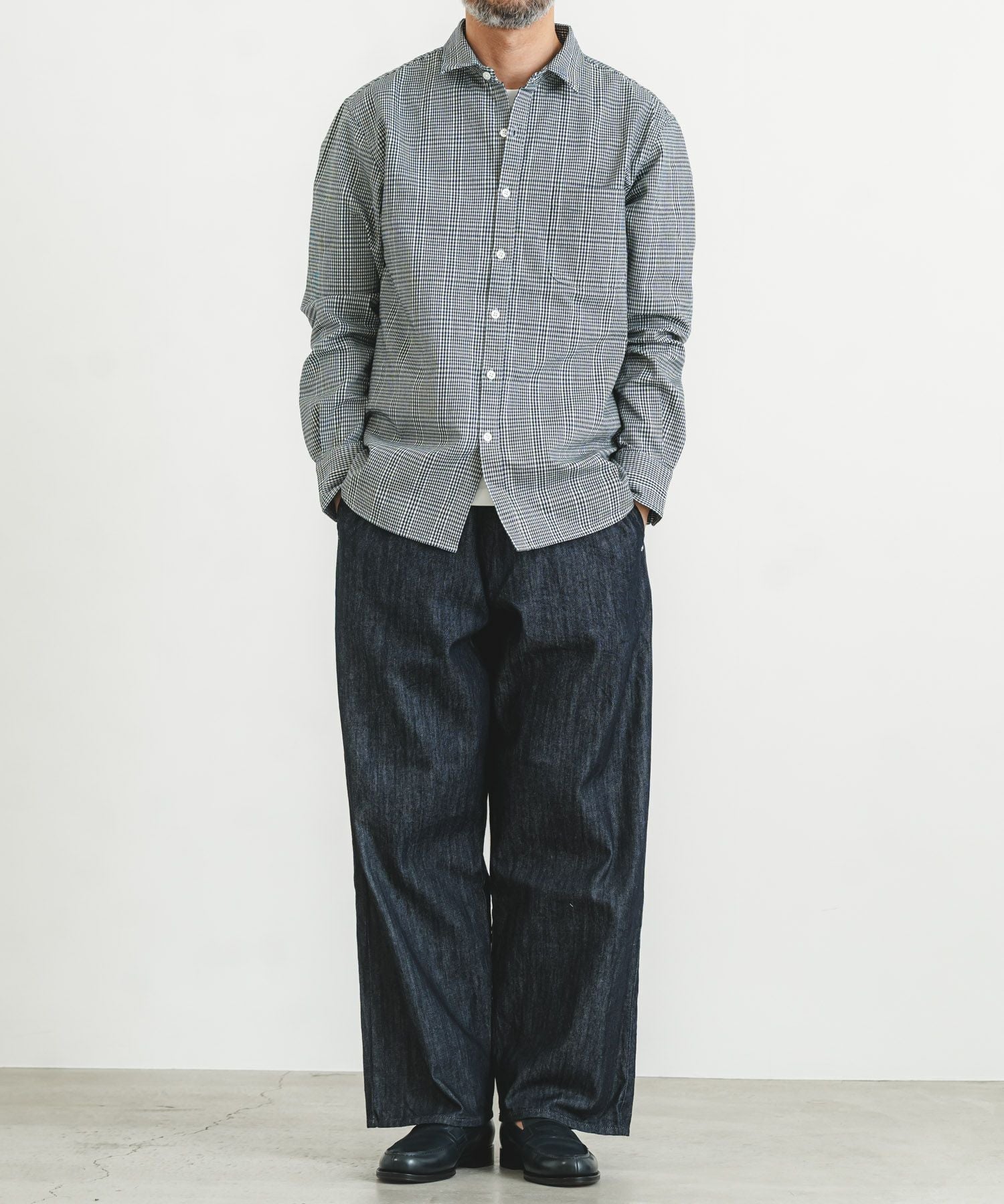 新品*quadroクオドロ タックイージーパンツ　ドロスト　コットンウール　S 12oz甘織デニムイージー【UNISEX】 | quadro (クオドロ) 公式サイト