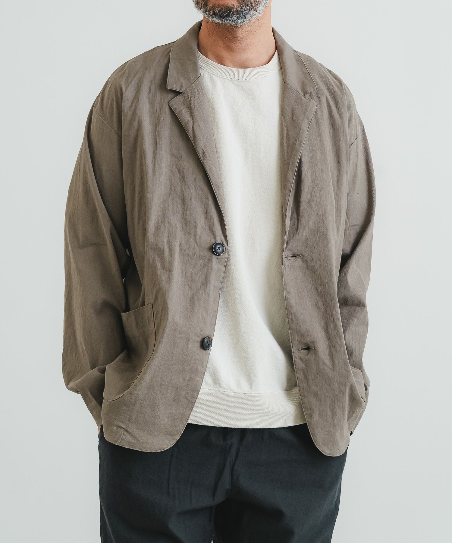 Thomas Farthing リネンテーラードジャケット THOMAS MAGPIE コットンリネンヘリンボーンパイピングテーラード