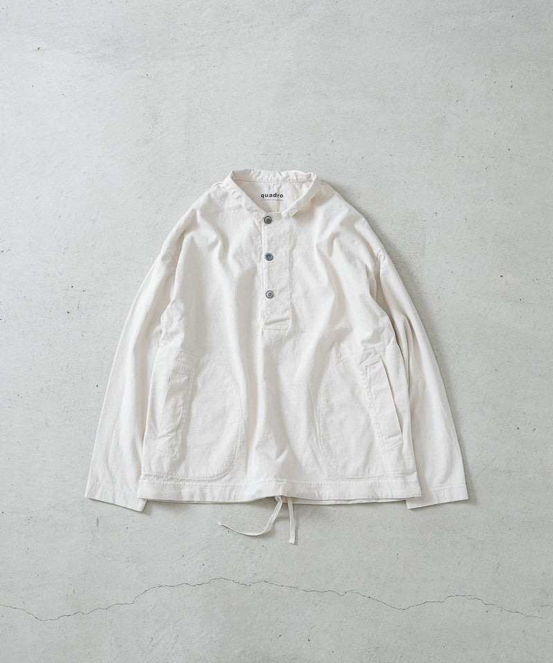 BDドライ度詰め天竺布帛コンビ衿付きプルオーバーMEN