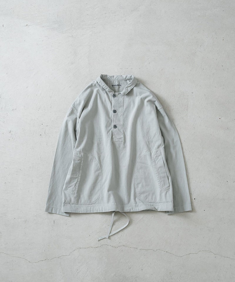 BDドライ度詰め天竺布帛コンビ衿付きプルオーバーMEN グレー