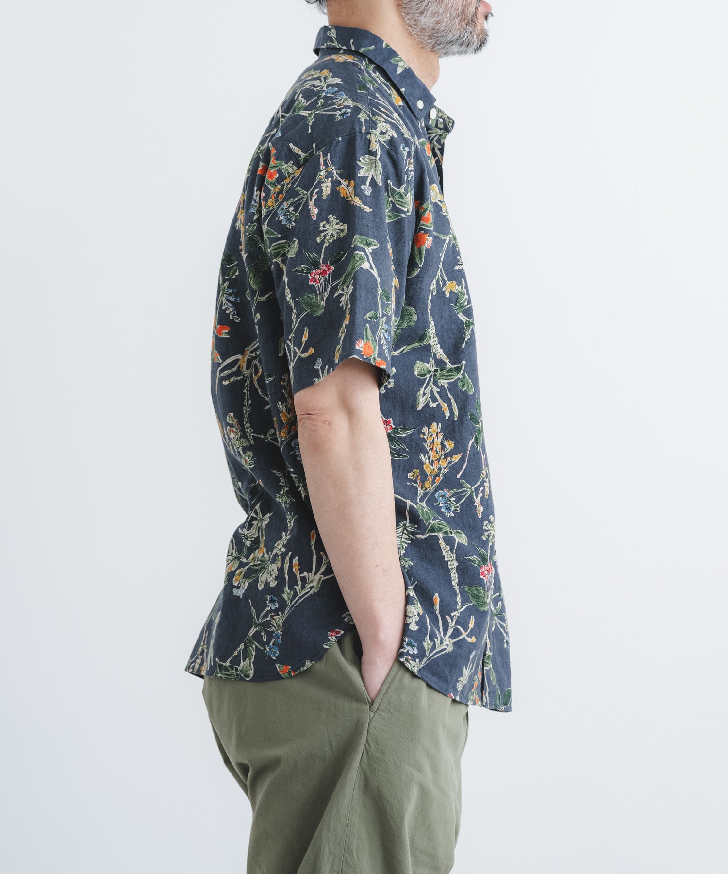 綿麻シーチング花柄pt BD半袖シャツ【MEN】 | quadro (クオドロ) 公式
