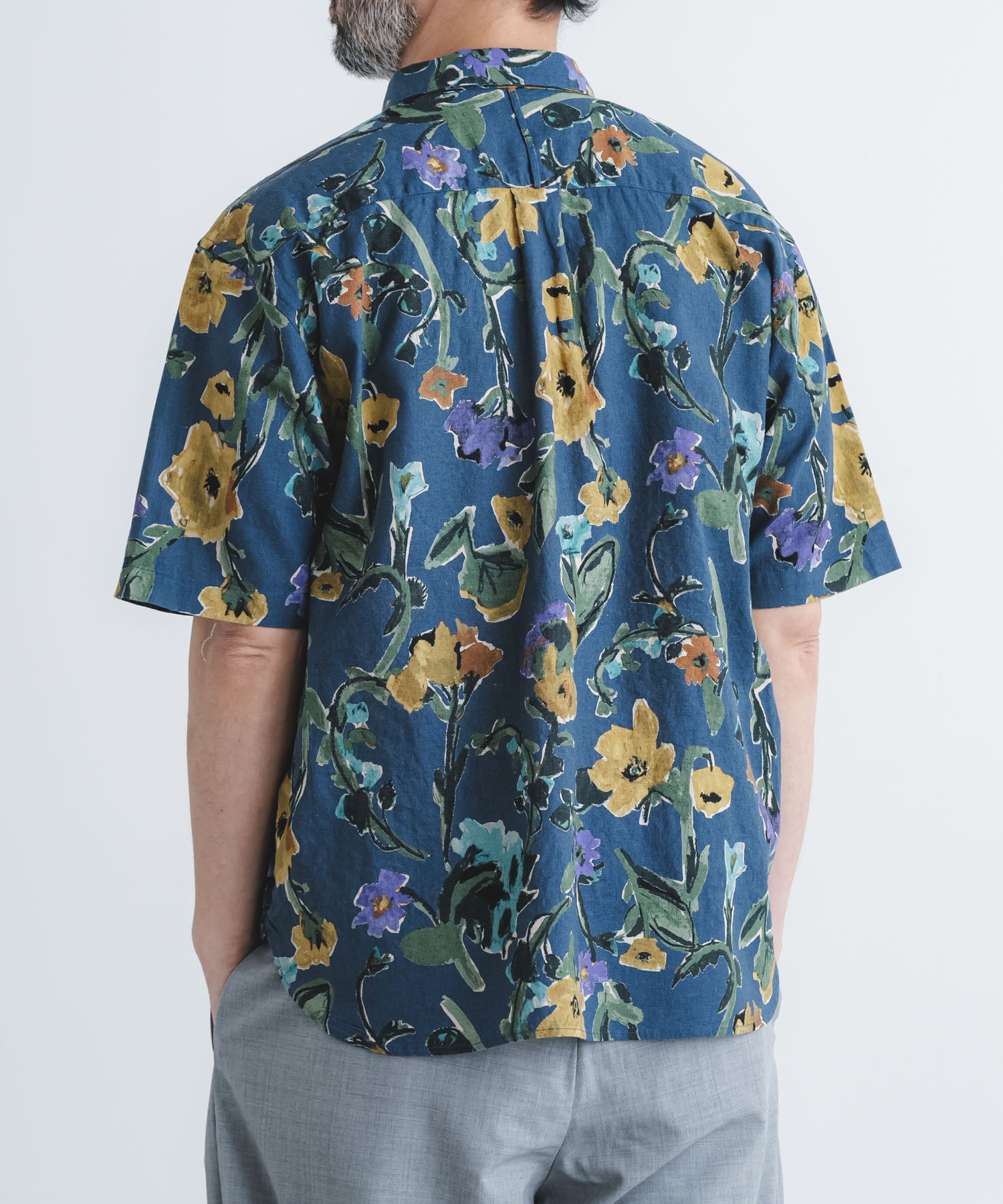 綿麻シーチング花柄pt BD半袖シャツ【MEN】 | quadro (クオドロ) 公式