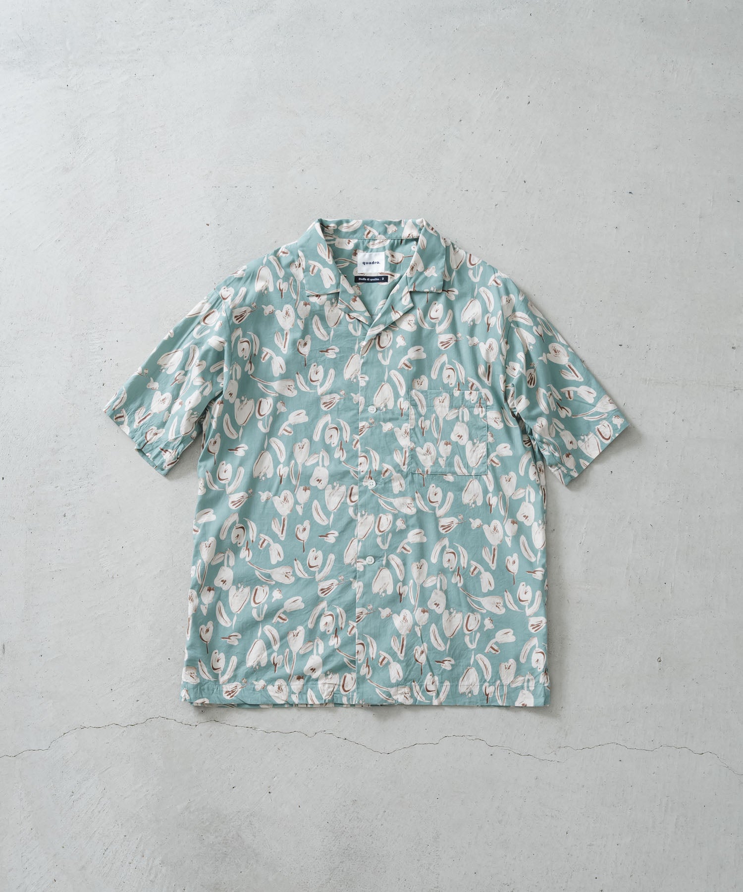 綿レーヨンローン花柄ptオープン半袖シャツ【MEN】 | quadro (クオドロ