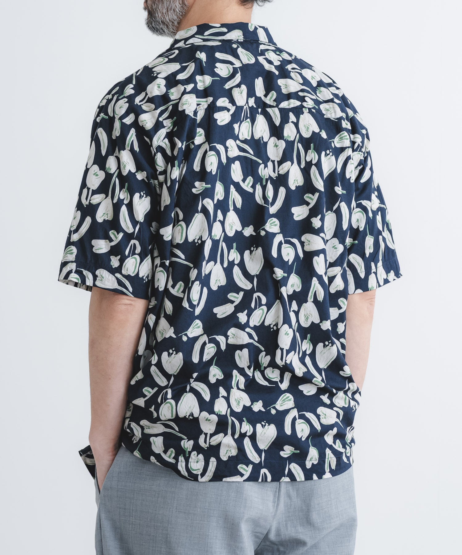 綿レーヨンローン花柄ptオープン半袖シャツ【MEN】 | quadro (クオドロ